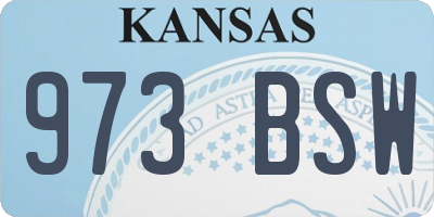 KS license plate 973BSW