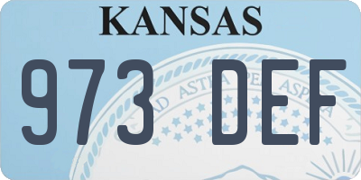 KS license plate 973DEF