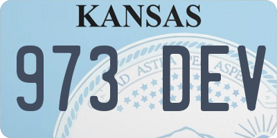KS license plate 973DEV