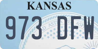KS license plate 973DFW