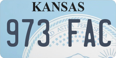 KS license plate 973FAC