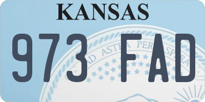 KS license plate 973FAD