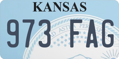 KS license plate 973FAG