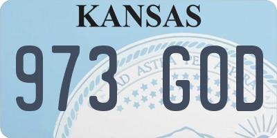 KS license plate 973GOD