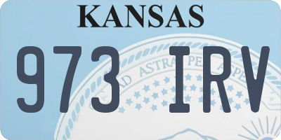 KS license plate 973IRV