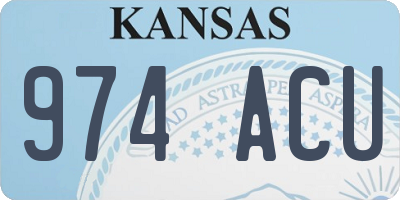 KS license plate 974ACU