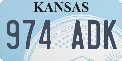 KS license plate 974ADK