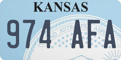 KS license plate 974AFA