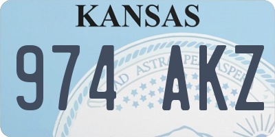 KS license plate 974AKZ