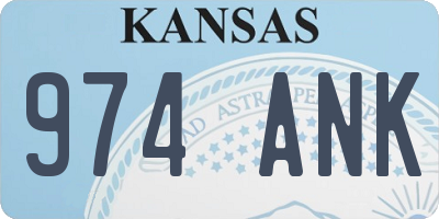 KS license plate 974ANK