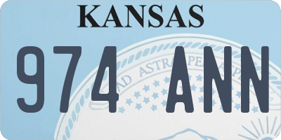 KS license plate 974ANN