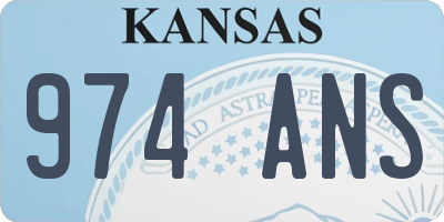 KS license plate 974ANS