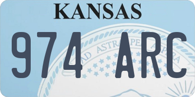 KS license plate 974ARC
