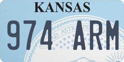 KS license plate 974ARM