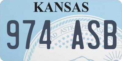 KS license plate 974ASB