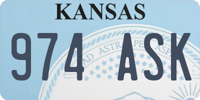 KS license plate 974ASK