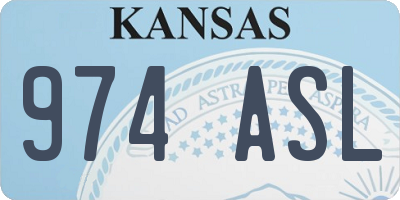 KS license plate 974ASL