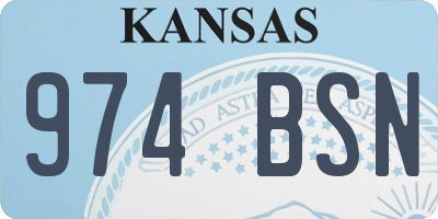 KS license plate 974BSN
