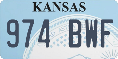KS license plate 974BWF