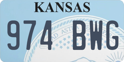 KS license plate 974BWG
