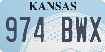 KS license plate 974BWX