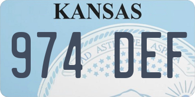 KS license plate 974DEF