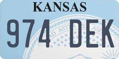 KS license plate 974DEK