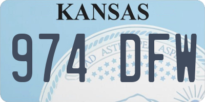 KS license plate 974DFW