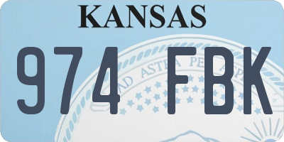 KS license plate 974FBK
