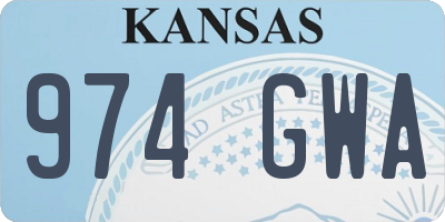 KS license plate 974GWA