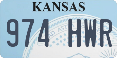 KS license plate 974HWR