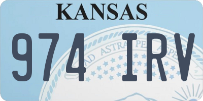 KS license plate 974IRV