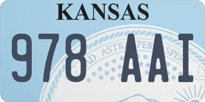 KS license plate 978AAI