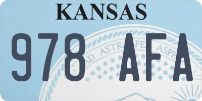 KS license plate 978AFA