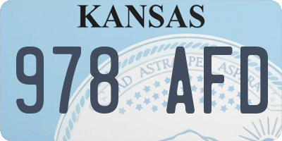 KS license plate 978AFD