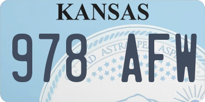 KS license plate 978AFW