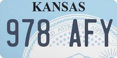KS license plate 978AFY