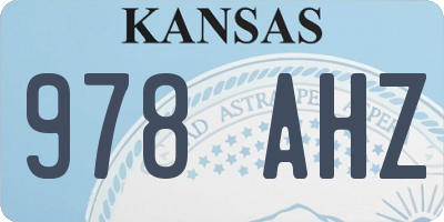 KS license plate 978AHZ