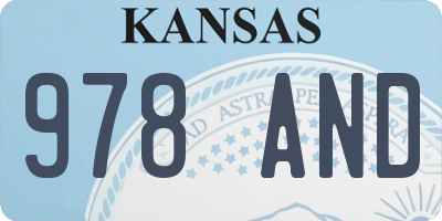 KS license plate 978AND