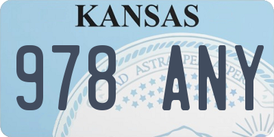 KS license plate 978ANY