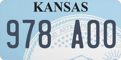 KS license plate 978AOO