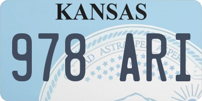 KS license plate 978ARI