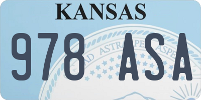 KS license plate 978ASA
