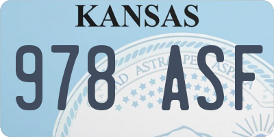 KS license plate 978ASF