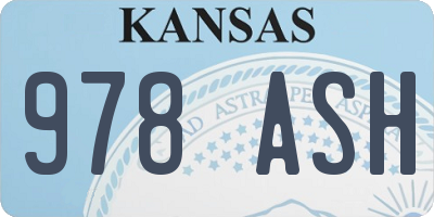 KS license plate 978ASH