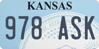 KS license plate 978ASK