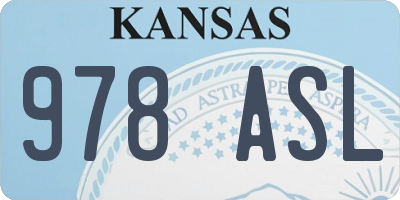 KS license plate 978ASL