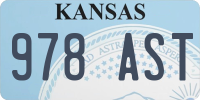 KS license plate 978AST
