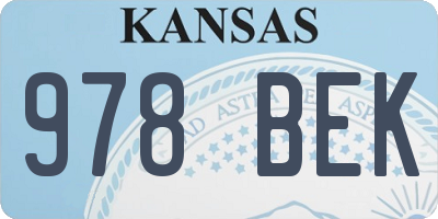 KS license plate 978BEK