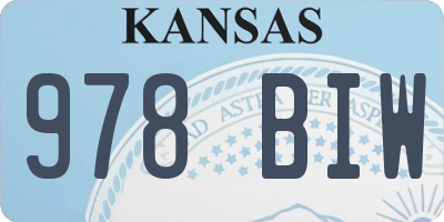 KS license plate 978BIW
